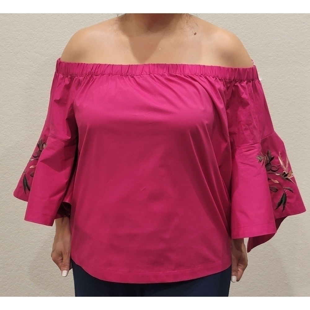 NWT Lane Bryant Flounce-sleeve Off the Shoulder Top Blouse - Picture 2 of 10